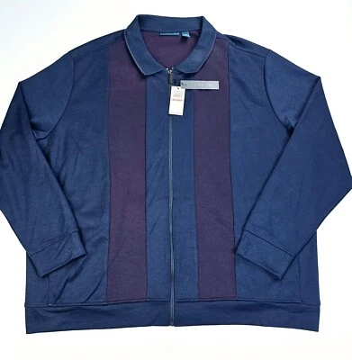 Perry Ellis Size 3XLT Mens Full Zip Dark Saphire Principles Navy Jacket NWT - Image 1 of 4