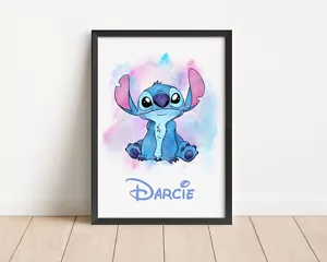 Personalised Stitch Name Wall Art Prints Kids Room Poster Custom Gift - Picture 1 of 1