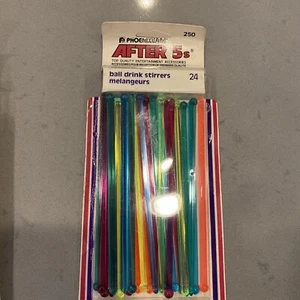 Vintage 1981 ~ PHOENIXWARE AFTER 5s Ball Drink Stirrers 72 Total NEW  Old Stock - Picture 1 of 3
