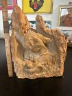 Antique / Vintage Carved Breastfeeding Mother And Baby Solid Orange Marble Stone