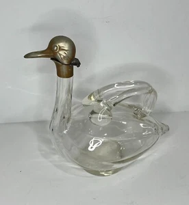 Kristall Art Deco Entenkaraffe mit Messingkopf - Bild 1 von 4