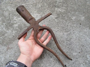 VTG RARE OTTOMAN EMPIRE PRIMITIVE ANTIQUE SUGAR BEET ROOT WROUGHT FORK FARM TOOL - Picture 1 of 8