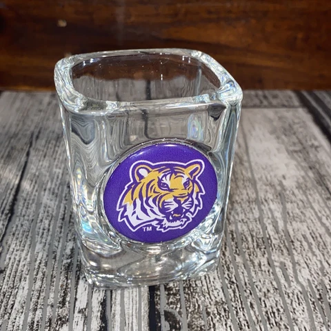 LSU TIGERS SQUARE SHOT GLASS 2.5” Burrow Beckham Jefferson Chase NCAA Cover