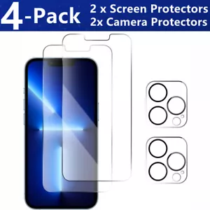 For iPhone 15 14 13 12 Pro Max Tempered Glass Screen Protector Camera Protector - Picture 1 of 15