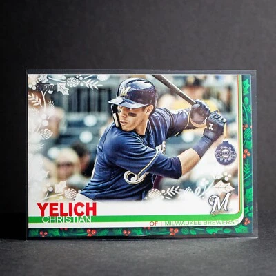 2019 Topps Holiday - Rare Variation Oranament On Bat #HW72 Christian Yelich - Image 1 of 4