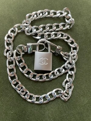 Chanel Matte Silver Lock And Two Keys Authentic Very Rare with Chain - Image 1 of 4