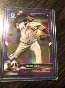 2018 Bowman Chrome Purple Refractor #43 Johnny Cueto 209/250 - Picture 1 of 2