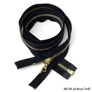 RiRi Zipper m6, 1 Way Separating End Brass Black 2110, Twill, Flach, 36" - Picture 1 of 4