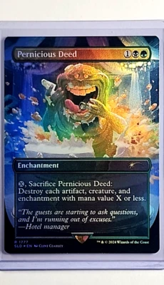 MTG Magic the Gathering Secret Lair Ghostbusters Foil Pernicious Deed Slimer - Image 1 of 2