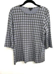 J. Jill Wearever Collection Geometric Print 3/4 Sleeve Top Sz M - Picture 1 of 7