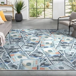 Well Woven Money Collection New Hundred Dollar Bill Runner Rug 2' x 5' - Picture 1 of 9