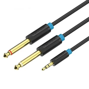 3.5mm Stereo to 2 x 6.35mm 1/4 in TS Mono Jacks Y Cable Splitter Cord Adapter - Picture 1 of 5