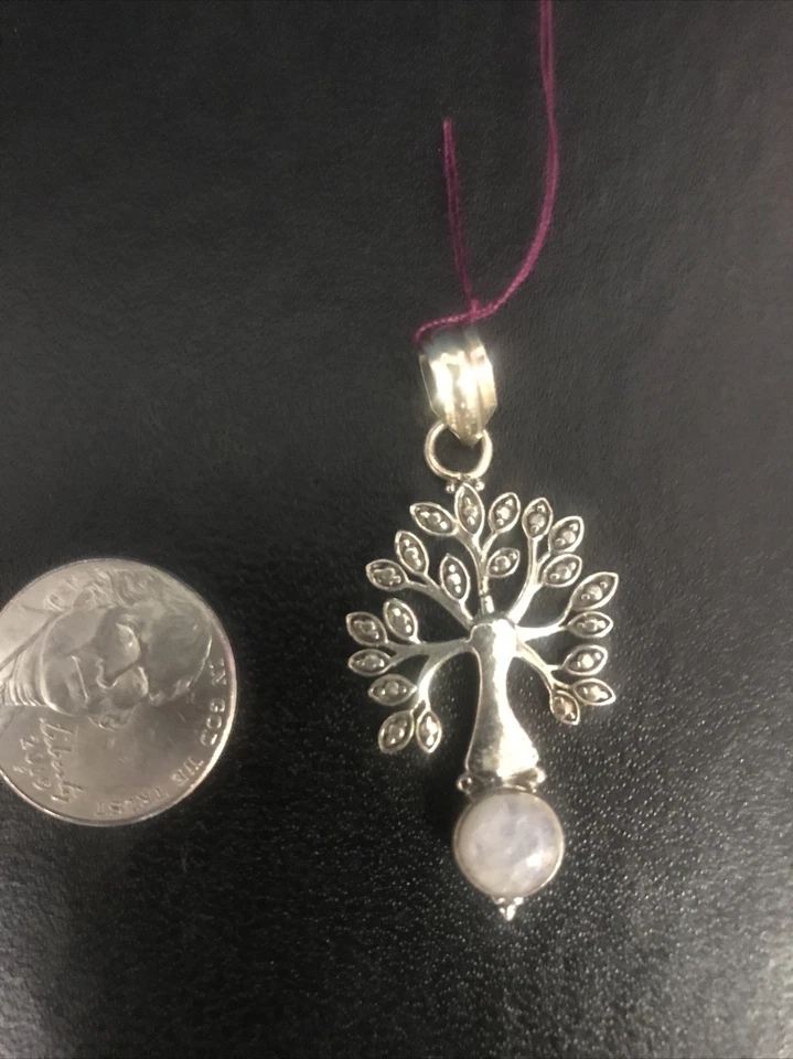 Colgante Árbol de la Vida de Plata de Ley 925 con Piedra Lunar Foto 1 de 3