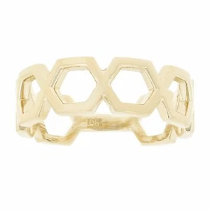 14 Karat Gelbgold breiter Sechseck Vorsteckring Größe 6,75 3,3 Gramm - Bild 1 von 2