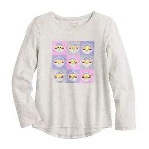 NEW Girls Size 4 Grogu Star Wars Hi-Low Tee – Sparkly Print Heather Gray - Picture 1 of 1