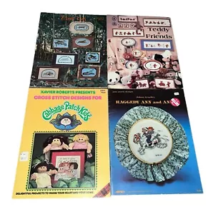 Vintage Lot of 4 Cross Stitch Pattern Books Cabbage Patch, Raggedy Ann, Cats ++ - Picture 1 of 6