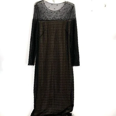 Maxi Vestido Akris Negro Malla Bordada - 10 Foto 1 de 4