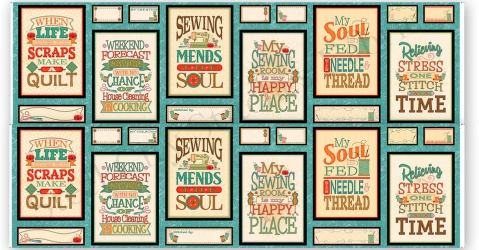 Panel de 24" de tela de algodón con tema de edredón para coser el alma para colchar tesoros Foto 1 de 1