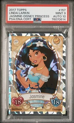 Linda Larkin SIGNED 2017 Topps Disney Princess Card #157 Jasmine Auto PSA 9/10 - Image 1 of 2