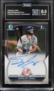 2023 Spencer Jones 1st Bowman Chrome Auto Autograph RC New York Yankees TAG 8.5 - Bild 1 von 4