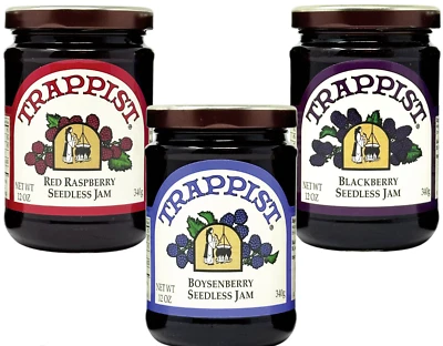 Trappist Seedless Jam 12oz 3 jars (boysenberry, blackberry, red raspberry) - Image 1 of 4