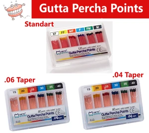 GUTTA PERCHA 60 POINTS 04 or 06 TAPER All Sizes #30 15 20 25 35 40 45 50 55 60 . - Picture 1 of 1
