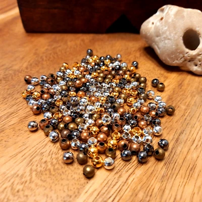 ca. 200 Metallperlen, Zwischenperlen, Ø 4mm, rund, Mix Mischung (30) - Bild 1 von 2