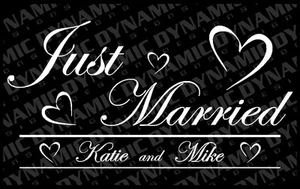 Custom Just Married sticker 12 x 22 your names vinyl window decal truck car jdm - Picture 1 of 3