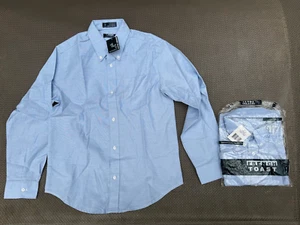New 2 LOT Boys FRENCH TOAST FORMAL UNIFORM BLUE LONG sleeve BUTTON DOWN Shirts - Picture 1 of 5
