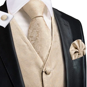 Chaleco para Hombres Cachemira Floral Sólido Chaleco Conjunto de Corbata Boda Formal Esmoquin Chaleco - Imagen 1 de 201