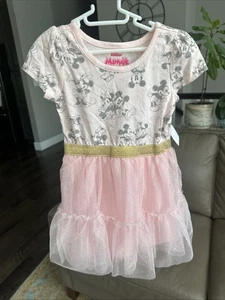 Vestido Tutú Bailarina Disney Minnie Mickey Mouse 3T Rosa Gris Dorado Nuevo con Etiquetas - Imagen 1 de 4