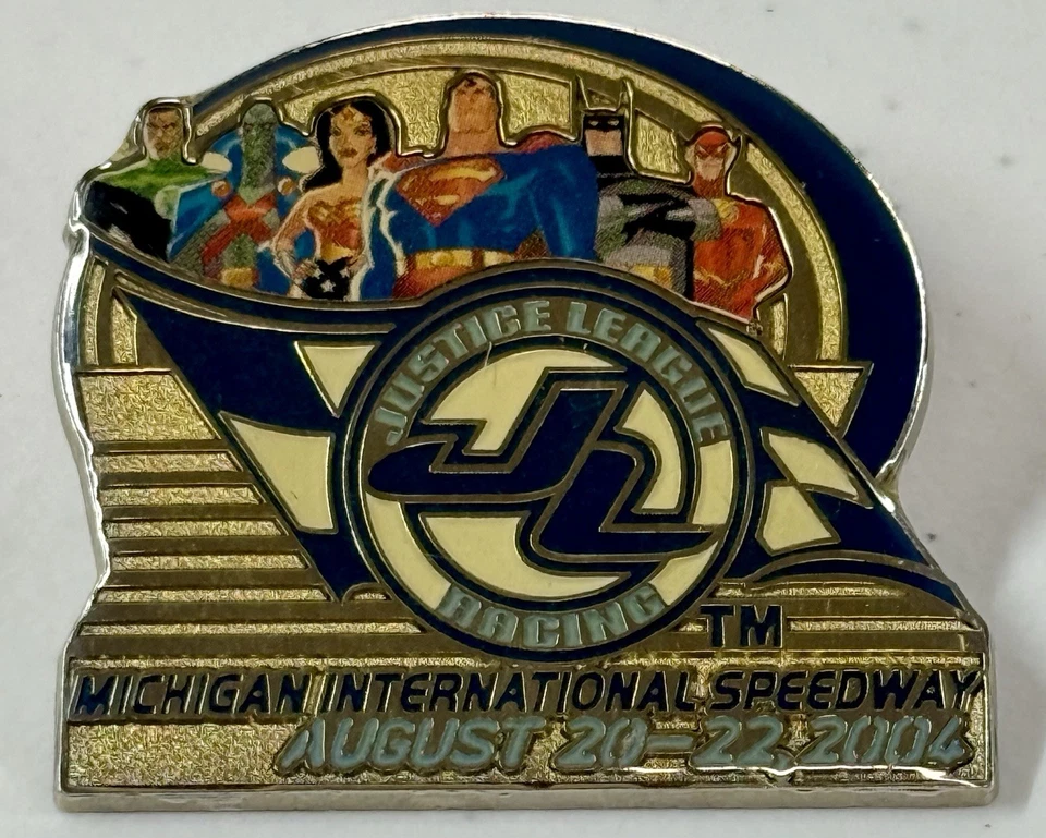 Vintage NASCAR Pin Michigan International Speedway MIS justice League 08-20-2004 - Image 1 of 2