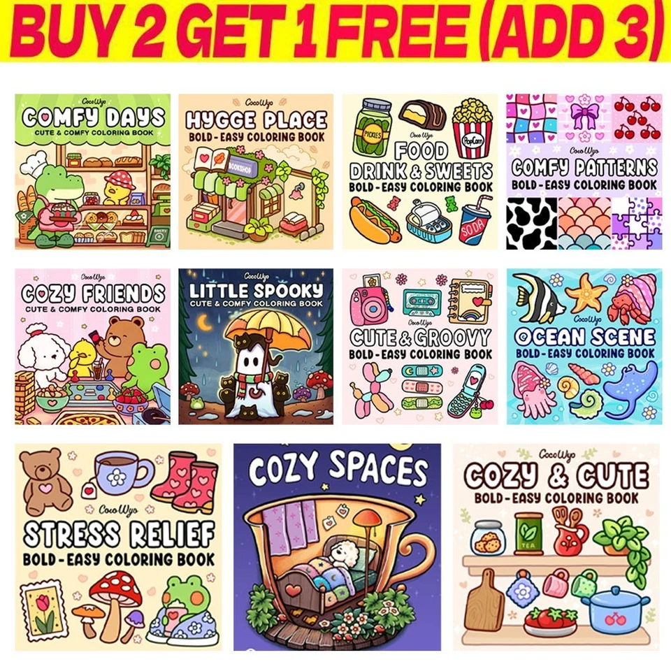 Coloring Book for Adults and Teens Featuring Cute Creepy Creature, cozy friends