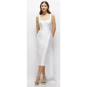 Alfred Sung Neu mit Etikett U-Ausschnitt Korsett Satin Midikleid bodenlang Schleife Schwänze 6 - Bild 1 von 9