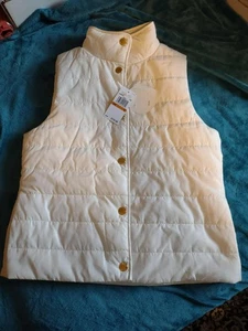 NWT MICHAEL KORS FULL ZIP LIGHTWEIGHT VEST SMALL BONE MSRP $125.00 - Picture 1 of 3