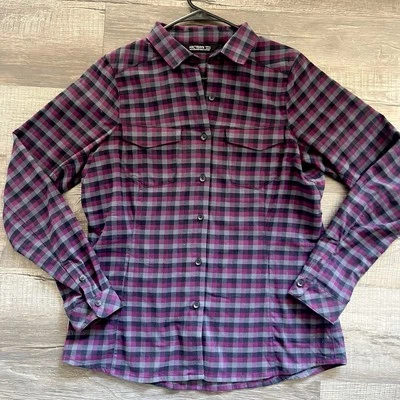 Camisa Arc'teryx Mujer L Púrpura Addison LS Exterior Senderismo Cuadros Franela a Cuadros Foto 1 de 4