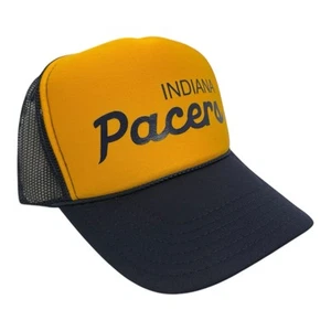 NUEVO INDIANA PACERS SPORTS SCRIPT SOMBRERO AZUL 5 PANELES CORONA ALTA CAMIONERO SNAPBACK - Imagen 1 de 3