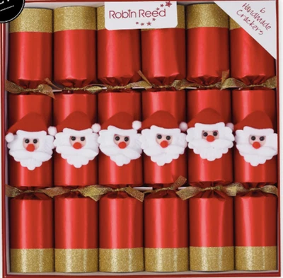 Jolly Santa Large Handmade Luxury Red Traditional Christmas Crackers (6 Pack) - Image 1 of 2