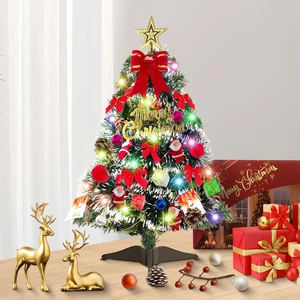 Künstlicher Mini Weihnachtsbaum 60 cm mit LED-Lichterkette & Deko - Bild 1 von 12