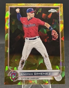 2022 Topps Chrome Sapphire Gold Refractor #504 Andres Gimenez /50 Guardians - Picture 1 of 2