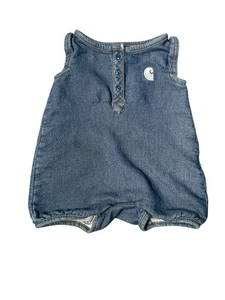 Carhartt Baby Mädchen Kurzarm Denim Henley Strampler Größe 6 Monate - Bild 1 von 6