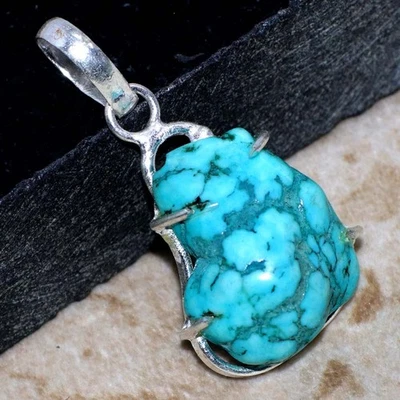 Colgante enchapado en plata 925 turquesa 1,5" joyería llamativa GW Foto 1 de 3