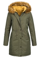 Kelyna Damen Jacke Winter Parka Wendemantel mit Webpelz khaki - gelb 70171132