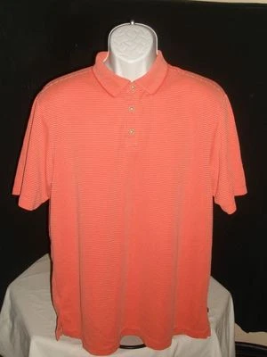 TOMMY BAHAMA ULTRA SOFT 2-TONE PEACH STRIPED MODAL/POLY BLEND S/S POLO SHIRT L - Image 1 of 4