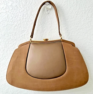 Vintage Nicholas Reich Evening HandBag Purse Milk Chocolate Brown Leather — 第 1/4 张图片