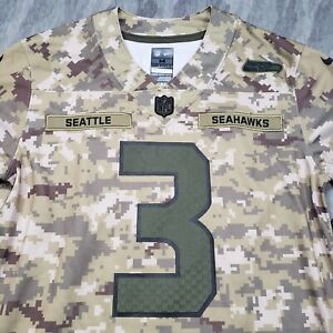 Seattle Seahawks Jersey Youth Boys Medium Green Camo #3 Wilson Nike Military