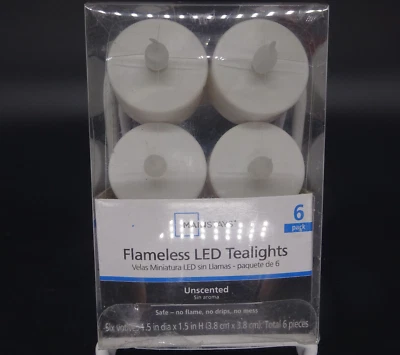 6 упаковок, беспламенные светодиодные чайные свечи Mainstays 1-1/2 дюйма на батарейках - Изображение 1 из 4