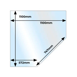 Glass Hearth Corner Angle Clear or Smoked Glass 12mm x 1100mm x 1100mm - Picture 1 of 7