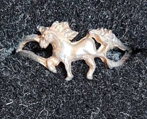 Sterling Silver High Polished Tiny Unicorn Horse Ring 1/2 " wide x 1/4" tall - Picture 1 of 3