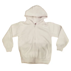Plain Blank Kid Youth Child size Jacket zip up zipper Hoodie WHITE - Picture 1 of 2